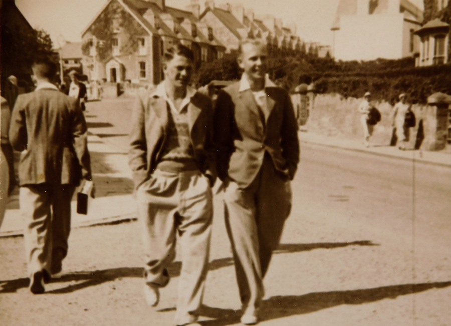 Christopher [at right] with unknown friend, Newquay